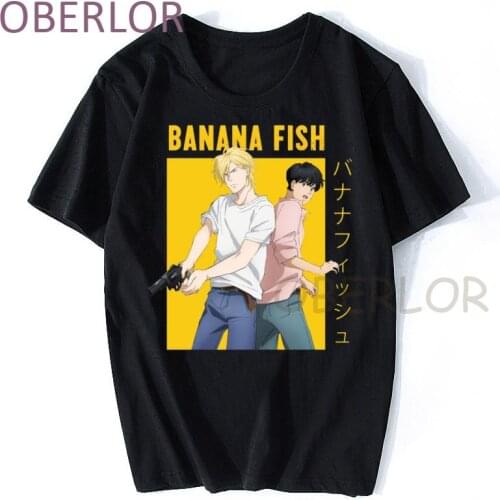 Fashion Japanese Anime ASH X EIJI T-Shirt Summer Tops Short-Sleeve Manga Banana Fish Tees Plus Size Summer Woman Clothes