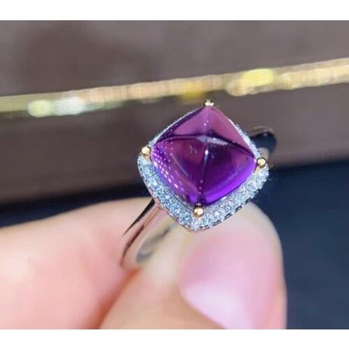 Fashion Classic Amethys Ring Natural and Real Amethys Ring 925 Sterling Silver For Men or Women