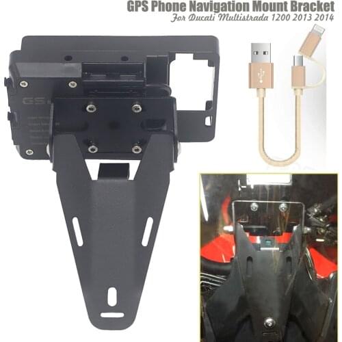 Motorcycle GPS Smart Holder USB and Wireless Charger Mobile Phone Navigation Bracket For Ducati Multistrada 1200 2013 2014