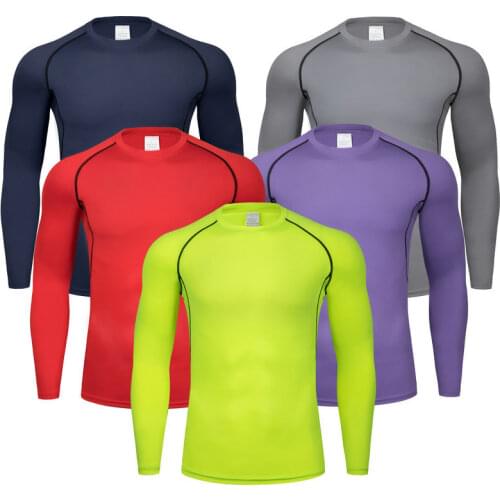 Men Compression Running Long T Shirt Fitness Tight Sport Shirts Jogging Long Training Sportswear Sleeve Quick Dry R3o5