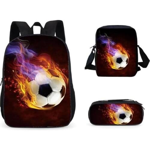 Kids Cartoon Schoolbag Sets football pattern student computer backpack Customized three-piece schoolbag Mochila
