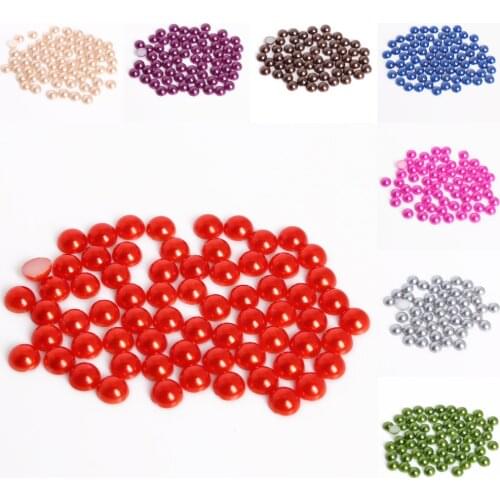 New Many Colors Craft ABS Imitation Pearls Half Round Flatback Pearls Resin Scrapbook Beads Decorate DIY 8mm 200Pcs