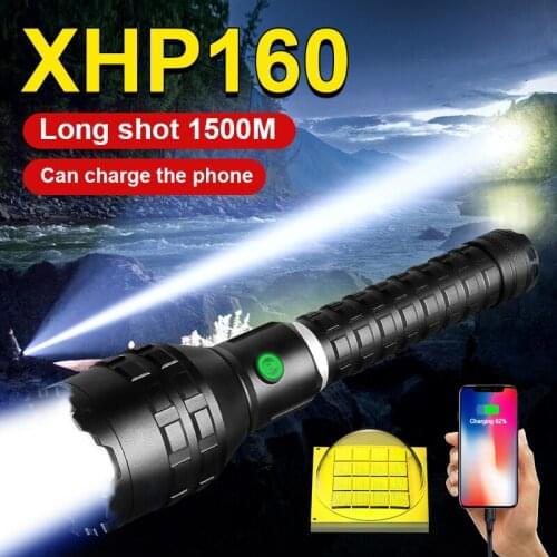 2021 New Bright LED XHP160 Zoom Flashlight USB Rechargeable 18650 & 26650 Work Flash Light Waterproof Tactical Lantern Hunt Lamp