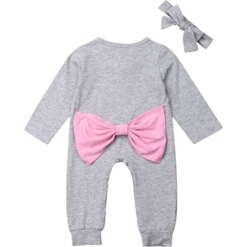 Newborn Infant Baby Girls Clothes Romper Jumpsuit Headband Autumn Outfit 0-18M