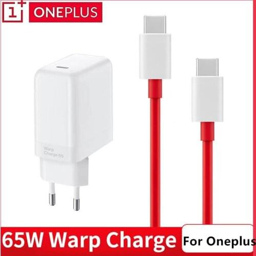 Original Oneplus 8T Warp Charge 65W EU Power Adapter Quick Wall Charger 6A Type C To Type C Cable OnePlus 9 pro 9R 8 nord n100