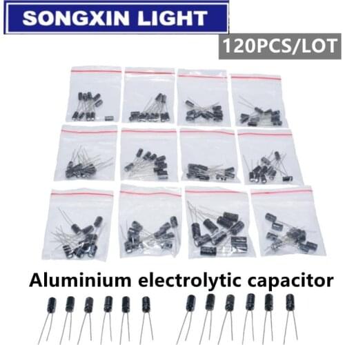 SONGXIN LIGHT 1set of 120pcs 12 values 0.22UF-470UF Aluminum electrolytic capacitor assortment kit set pack Orginal best quality