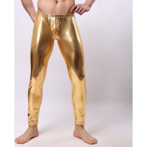 Sexy Latex Pu Leather Pants Skinny Exotic Pants Crotch Legging Men Custom Invisible Pants Slim Solid Color Trousers#G30