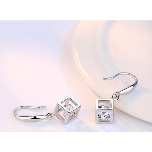 Rubiks Cube Zircon Earrings Wild Square Korean Drop Earrings For Women Earing Dangle Earring Earings Jewelry Brincos A148