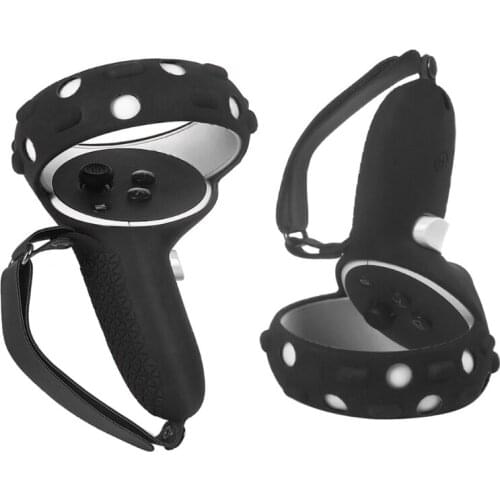 3in1 Touch Controller Silicone Grip Ring Cover+Adjustable Hand Strap +Thumb Caps for Oculus Quest 2 VR Protective Accessories
