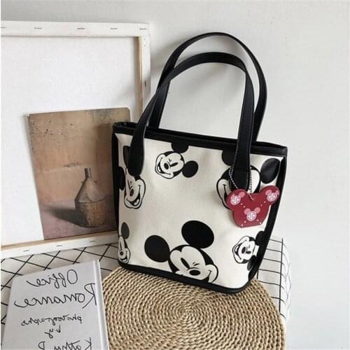 Disney Mickey Mouse Cartoon Large Capacity bag Shoulder Shopper lady handbag women shopping Leisure Fashion Satchel