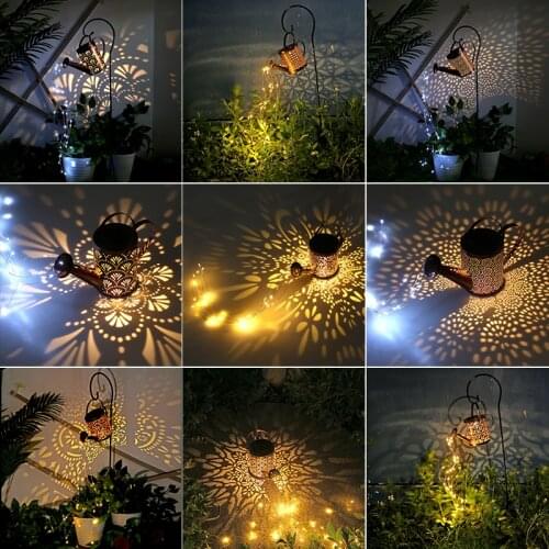 Watering Can Solar Light LED Kettle String Lights Outdoor Waterproof Yard Art Ornament Fairy String Lamp for Garden Decoration