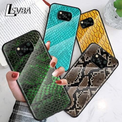 Snakeskin Texture For Xiaomi POCO F3 F2 X3 NFC X2 M2 Pro Tempered Glass Hot New Shell Luxury Cover Phone Case