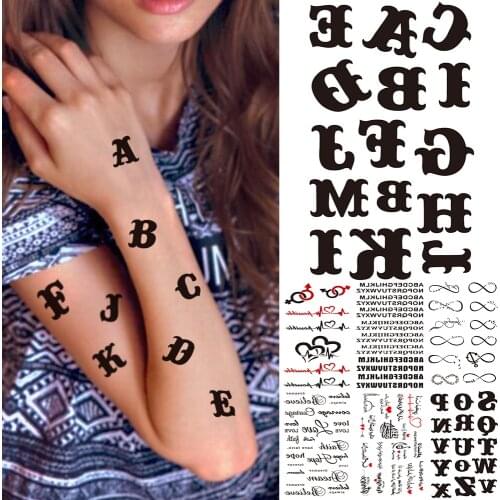Unique Arabic Alphabet Temporary Tattoo Stickers For Women Kids Infinity Symbol Sanskrit Fake Tattoos Body Art Waterproof Tatoo