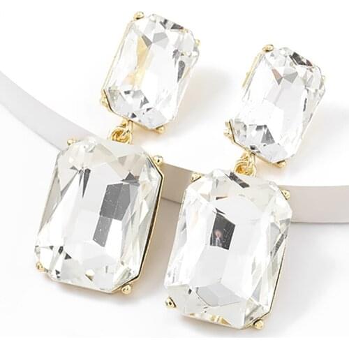 ZHINI Vintage Crystal Drop Earrings for Women Exaggerated Punk Big AAA Zircon Crystal Long Earrings 2021 Fashion Party Jewelry