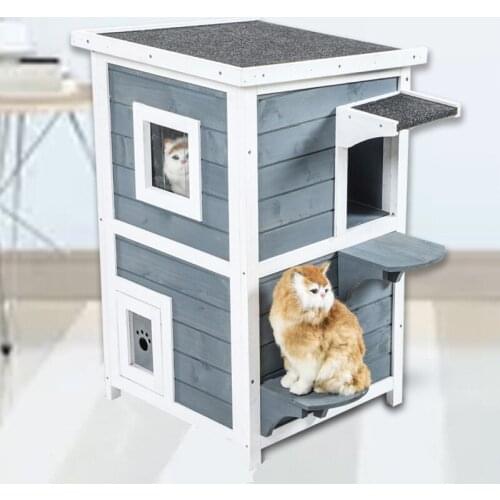 Four Seasons Universal Cat Litter Household Cat Cage Simple Solid Wood Multifunctional Double-layer Solid Wood Cat House