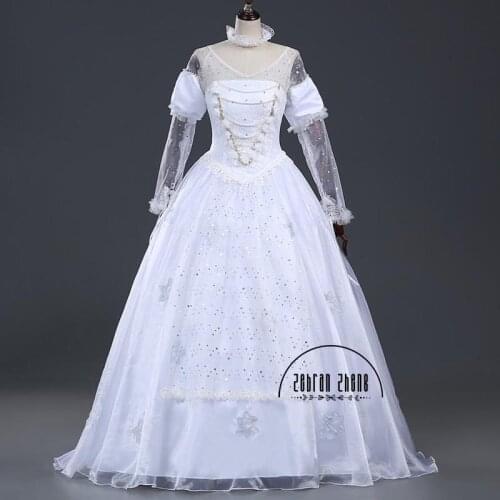 TOP QUALITY Costume Cosplay The White Queen Costume Dress wonderful Halloween Costumes For Women