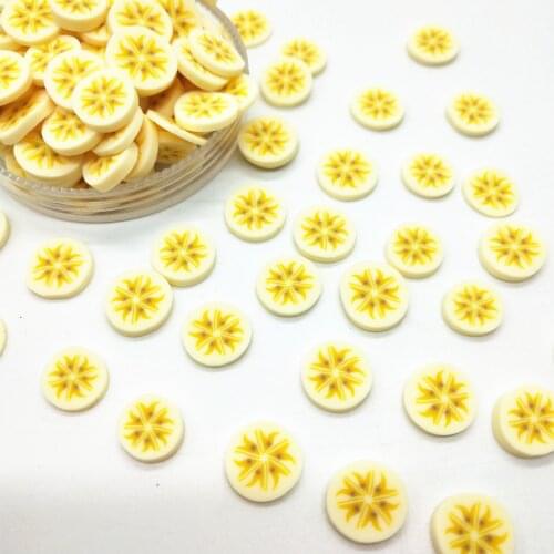 20g/lot 1cm Banana Slice Fruit Polymer Clay Yellow Plastic Klei Mud Particles
