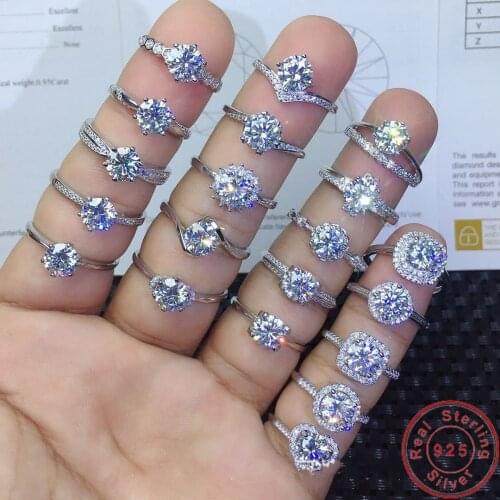 40 Styles 925 Sterling silver Diamond Cz ring Promise Engagement Wedding Band Rings for women Bridal Gemstones Party Jewelry