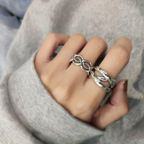 Morivovog 925 Sterling Silver Twist Multilayer Vintage Rings for Women Cross Punk Statement Rings Ladies 925 Fashionable Jewelry
