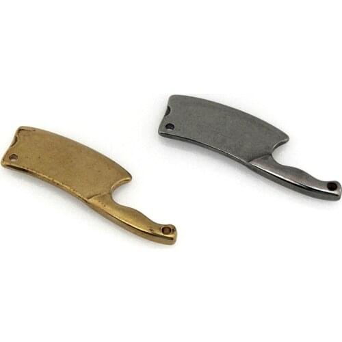 1pcs Solid Brass Kitchen Knife Charm Pendant Key Chain Keyring Decor Leather Craft DIY Decoration Gift Stainless Steel CLOXY