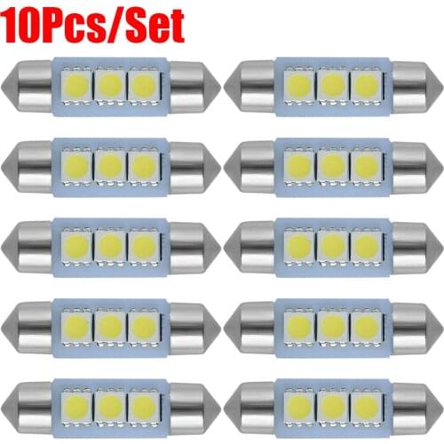 10Pcs/Set C5W LED Lights C10W Car Dome Bulbs Festoon Auto License Plate LampCar Interior Reading Lights 12V White Light 31-41mm