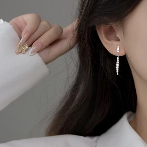 100% Real. 925 Sterling Silver Fine Jewelry Crystals 4A+ CZ Dangle Piercing ear earrings Long For Wedding Engagement C-G9263