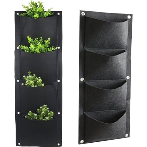4-Pocket Vertical Wall Hanging Planter Garden Plant Grow Bag Container