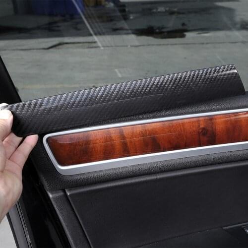 4pcs Real Carbon Fiber 3D Sticker Inner Door Decoration Panel Cover Trim for Volkswagen Touareg 2011-2018 Models Accessories