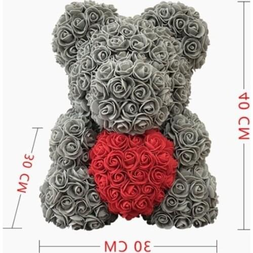40cm Teddy Bear of Rose Artificial Flowers PE Rose for Women Valentines Wedding Christmas Gift Box home decoration accessories