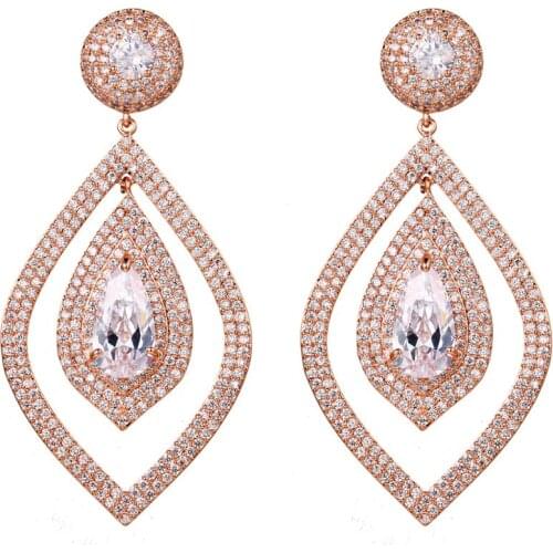 Bettyue New Arrival Eye-catching Rose Gold Geometry Earring High Quality Cubic Zircon For Women Dazzling Ornament In Dinner