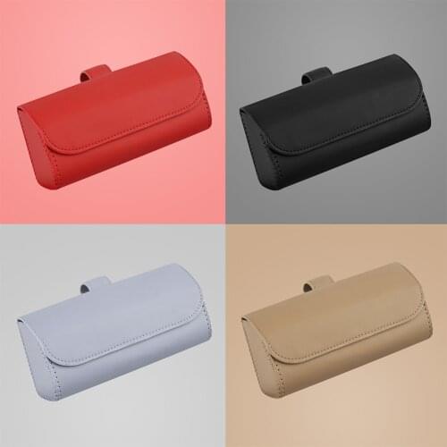 Car Visor Sunglasses Case Clip Hanger Magnetic Fastener Sunglasses Holder PU Leather Storage Box Eyeglasses Holder Car Interior