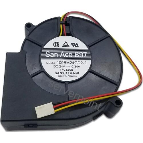 For Sanyo Denki 109BM24GD2-2 DC 24V 0.34A 97x97x33mm 3-Wire Server Cooling Fan