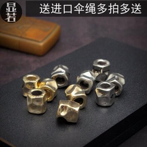 EDC Tibetan Silver Brass Knife Beads A Pendant Paracord Outdoor DIY Decorations Tibetan Silver Brass Camping Gear EDC Tools
