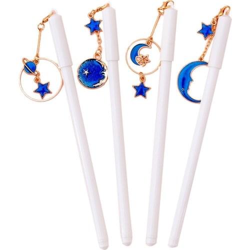 24PCS/lot Planet Star Pendant Gel Pen Cute Creative Moon and Stars Students Signing Pen Stationery Kawaii School Supplies