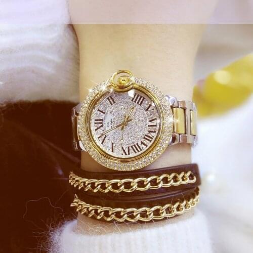 2017 Hot Sale Famous Brand Bling Watch Women Luxury Austrian Crystal Watch Gold Shinning Diomand Rhinestone Bangle Bracelet