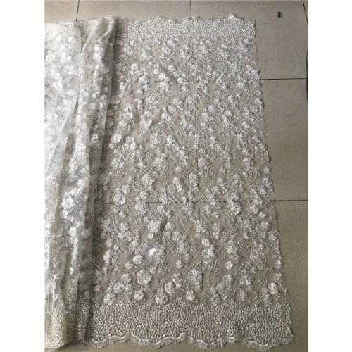 Good looking plenty beaded embroidery mesh tulle african lace fabric YG-809 for wedding dress/evening dress