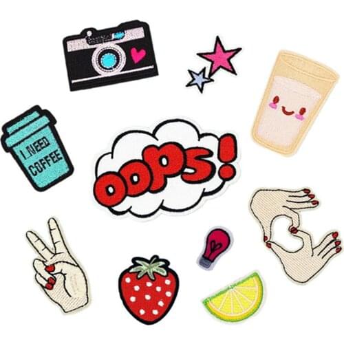 Exquisite computer embroidery cloth paste milk cup strawberry DIY clothing decoration cloth paste D-017