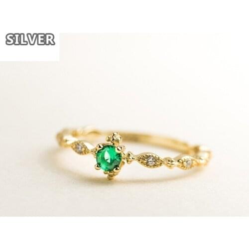 Lovely Chic Rose Gold Color Plated Green Zircon Women Rings Exquisite Simple Wedding Engagement Anniversary Rings Jewelry Bague