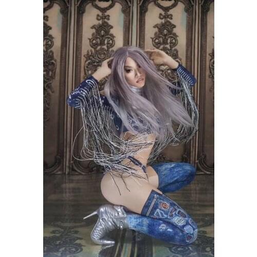 Tassels one-piece bodysuit cowboy cowgirl jumpsuit Nightclub bar DS singer DJ dance team GOGO costume