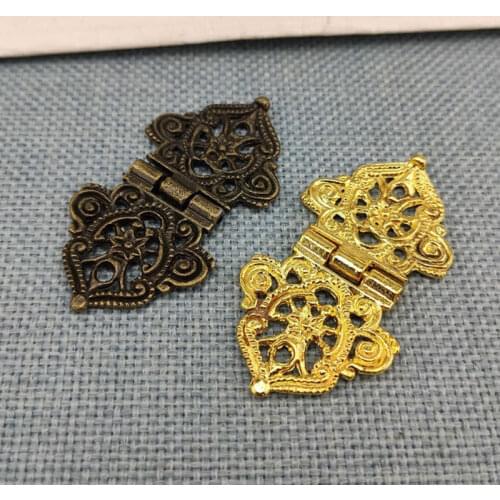 2PCS Hollow Flower Hinge Vintage Bronze Color Wooden Box Hinge Zinc Alloy Cabinet Hardware Antique Hinges Furniture Accessories