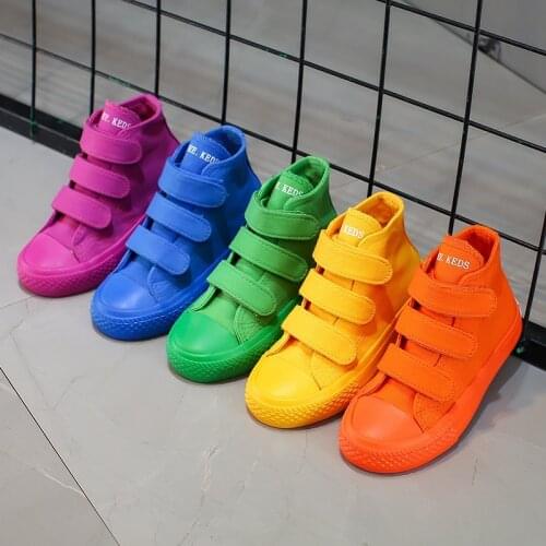 Fashion Children Shoes New Casual Kids Sneakers High Gang Canvas Girls Sneakers Breathable Boys Shoes Solid Color Kids Shoes