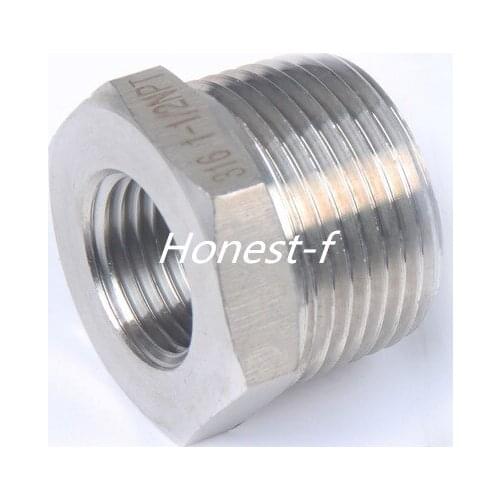 LTWFITTING Bar Production Stainless Steel 316 Pipe Hex Bushing Reducer Fittings 1" Male x 1/2" Female NPT Fuel Water Boat