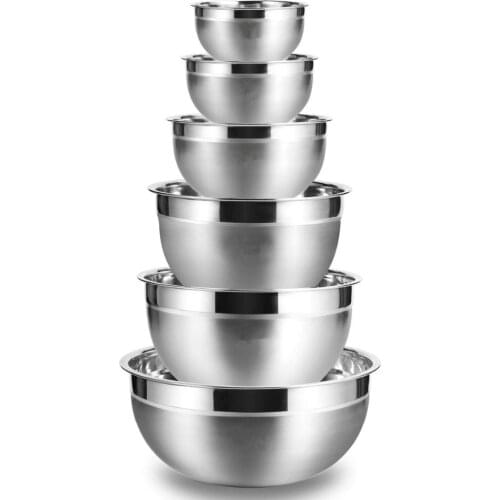 Multi-size Stainless Steel Salad Bowls Set Nesting Fruit Salad Bowl Kitchen Food Storage Bowl Cooking Mixing Bowls for Prepping