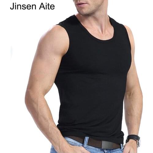 Jinsen Aite Plus Size XL-6XL Modal Men Tank Tops Casual Solid Big Size New Summer O-Neck Sleeveless Fitness Men JS141