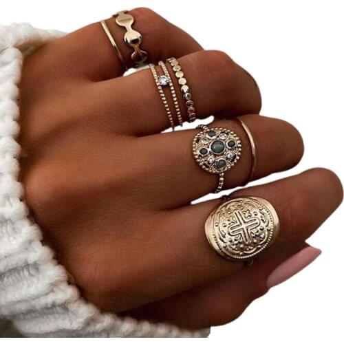 2020 Latest Bohemian Rings Sets For Women Vintage Buddha Statue Zodiac Lotus Charm Joint Ring Wedding Jewelry Dropping Fast Ship