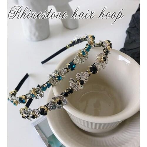 Bling Headbands Hair Hoop with Leaf Decor Elegant Hair Holder Clasp Headwear Xmas Gifts for Women Girl Hairband Hair Accessories