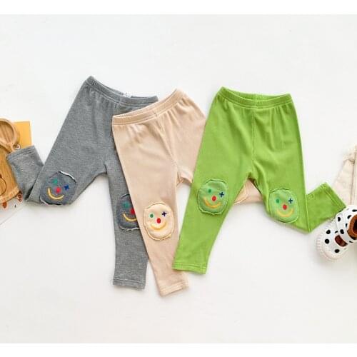 Autumn Baby Trousers Newborn Infant Cute Smiley Leggings Toddler Girl Boy Pants Cotton Soft Striped 0-24 Months Baby Clothes