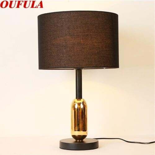 OUFULA Table Lights Contemporary Simple Design LED Fabric Desk Lamps Decorative For Home