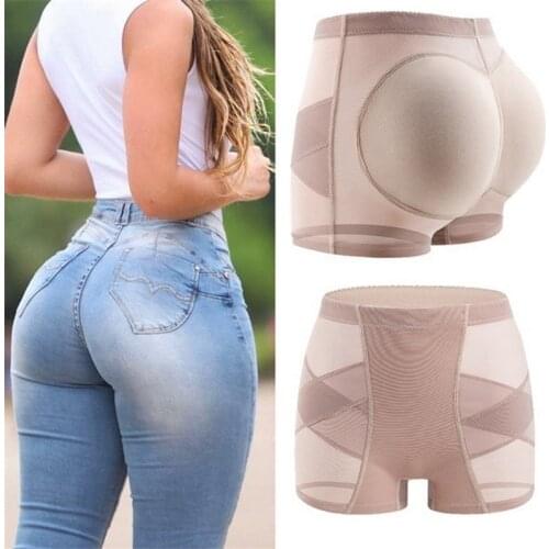 Sexy Womens Padded Butt Lifter Panties Booty Cross-Elastic Mesh Knickers Hip Enhancer Buttock Fake Butt Briefs Shapewear