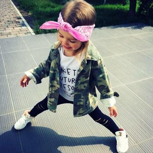 Army Green Casual Spring Denim Outfit Jacket for Girls Toddler Kid Baby Girl Jean Jackets Princess Camouflag Children Clothes